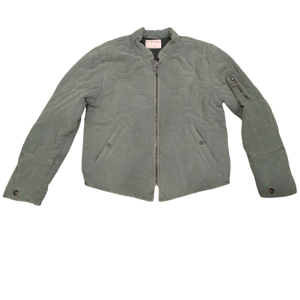 NWT We‎ The Free Emerald Spell Quilted Bomber Jacket Olive Green Size L